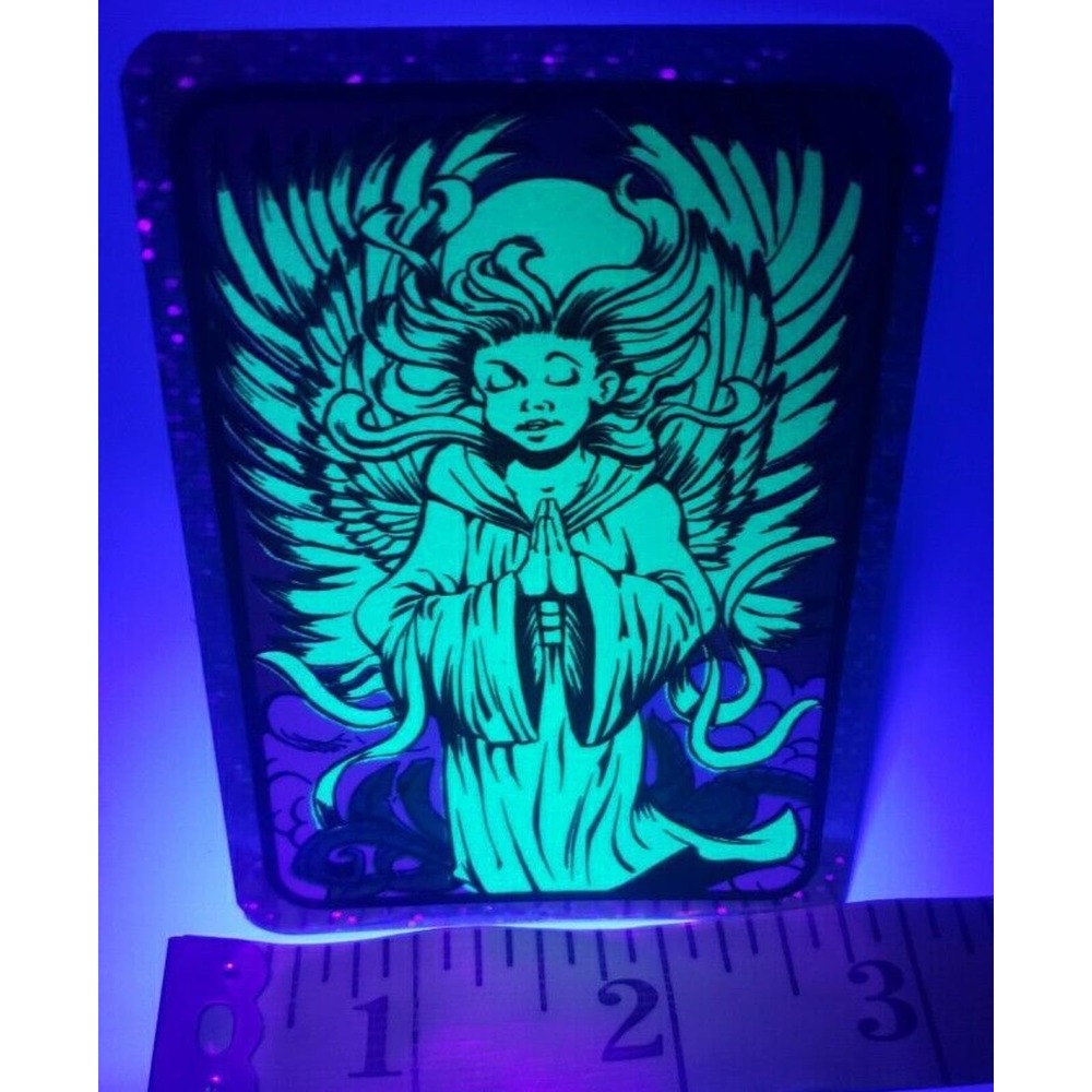 90s Praying Glow in the Dark Angel Vending Machine Sticker Religious Afterlife